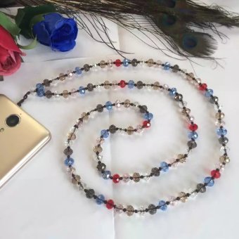 Gambar Cerah warna baru buatan tangan merajut kristal lanyard kalung