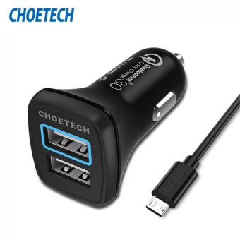 Gambar CHOETECH 30 watt 2 port cepat biaya 3.0 USB charger mobil