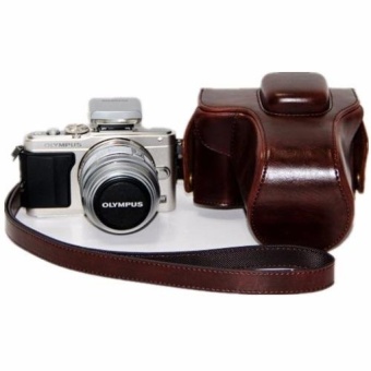 Gambar Coffee PU Leather Camera Case Bag Cover for Olympus EPL6WithStrap(Intl)   intl