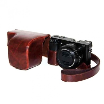 Gambar Coffee PU Leather Camera Holster Photo Shoulder Bag Case CoverForSony A6000   intl