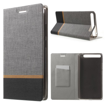 Cross Texture Leather Card Holder Stand Cover for Lenovo Phab Plus - Grey - intl  