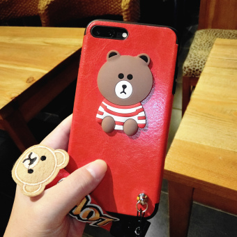 Gambar Ditambah iphone7 kartun lanyard silikon shell shell telepon