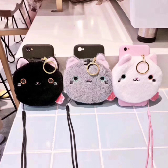 Gambar Ditambah oppor11 lucu kartun boneka kucing Lanyard shell telepon