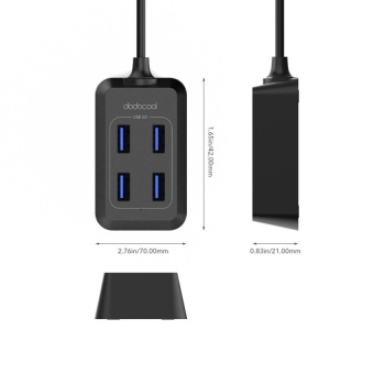 Gambar dodocool Mini Portable 4 Port SuperSpeed USB 3.0 Hub with 3.3ft USB3.0 Cable 5Gbps Data Transfer Plug   Play for Windows and macOSDesktop Ultrabook Laptop Black   intl
