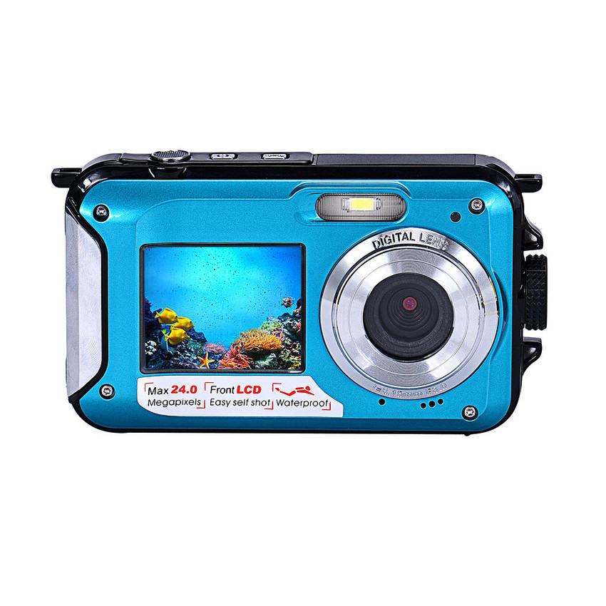 Double Screen Waterproof Camera 24MP 16x Digital Zoom Dive CameraBlue - intl  