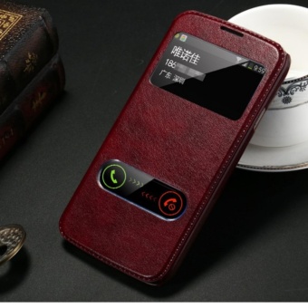Gambar Elaike For Samsung Galaxy Mega 5.8 i9152 Double View Window FlipLeather Cover Case (Brown) intl