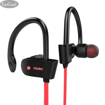 Gambar EsoGoal bluetooth nirkabel Headphone Sport Workout telinga tunas Gym headset berlari earphone tahan keringat earbud (merah)