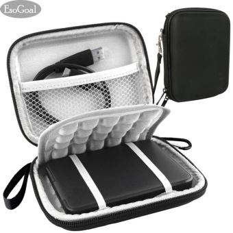 Gambar EsoGoal eksternal Hard Drive Bag case tahan kejut Carrying Case perjalanan untuk 2.5 Inch Portable eksternal, GPS kamera Pack (hitam)