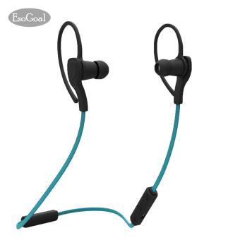 Gambar EsoGoal tujuan Bluetooth Wireless Headphone Olahraga Workout telinga tunas Gym headset menjalankan earphone Tahan Keringat earbud (Biru+ hitam)