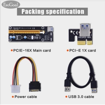 Gambar EsoGoal USB 3.0 PCI   E Check 1 x untuk 16 x Extender Riser kartu Adapter SATA Power kabel
