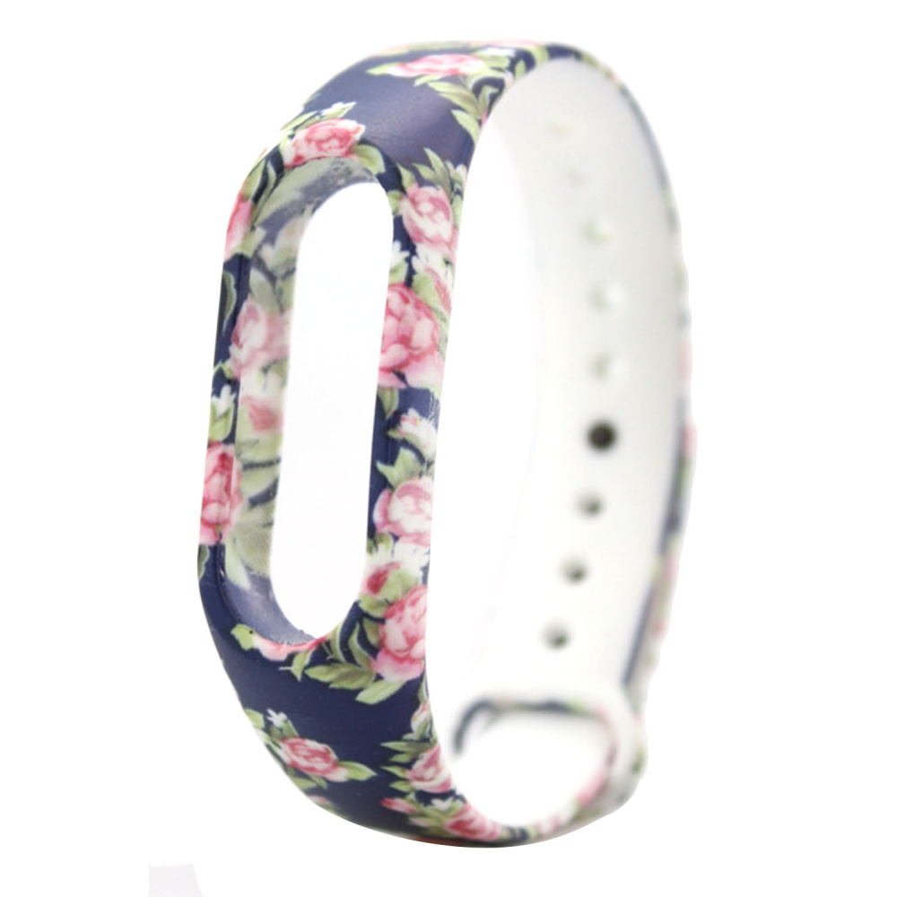Fashion Silikon Dicetak Penggantian Gelang Tali Gelang Smart Band Aksesoris Untuk Mi Band 2 Peony A