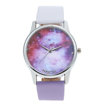 Gambar Fashion Waterproof Purple Starry Sky Watch Women Leather Watch(White)   intl