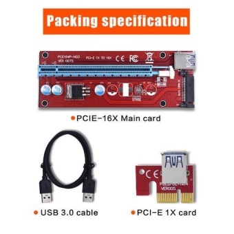 Gambar FFY 2017 New merah VER007 S PCI Express Riser kartu 1 x untuk 16 x PCI   E extender 60cm USB 3.0 kabel 15 Pin SATA Power untuk BTC Miner