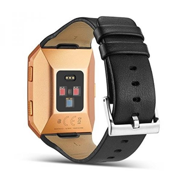Fitbit Ionic Band, Shangpule Genuine Leather Strap Penggantian Smart Watch Wrist Band Gelang Aksesoris untuk Fitbit Ionic Smart Fitness Watch Wanita Pria (kecil, Hitam)-Intl