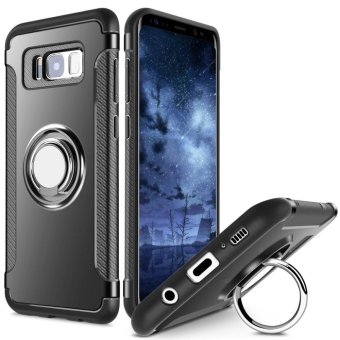 Gambar Flexible Inner Protection Case for Samsung Galaxy S8 Plus, with Shock Absorption Drop Protection Hard PC Shell Soft Silicone Inner 360 Rotating Ring Grip Holder Stand intl