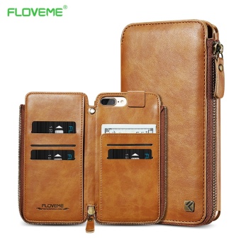 Gambar FLOVEME For IPhone 6 6S 7 Luxury Retro Leather Flip Multi functionRemovable Wallet Card Money Bag Holder Stand Cases   intl