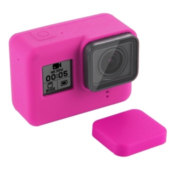 Gambar For GoPro HERO5 Silicone Protective Case With Lens Cover(Magenta)  intl