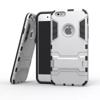 Gambar For iPhone 5C Silicon Frame Hard Plastic Shockproof Phone Case WithHolder (Silver)   intl