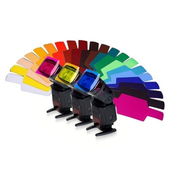 Gambar FOSOTO 20 buah Flash Speedlite warna gel filter untuk Canon NikonSony Godox Yongnuo
