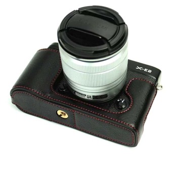 Gambar Fuji X E1 X E2 XE2 kulit pegangan setengah set sarung kamera tas
