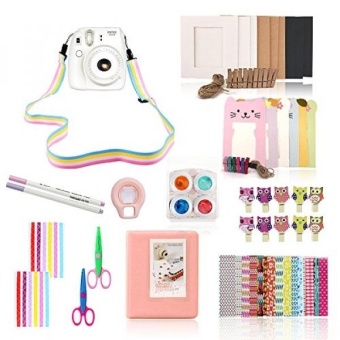 Gambar Fujifilm Instax Mini 8   Mini 8+ Camera Accessories   10 in 1 PinkMini 8 Camera Bundle Set Accessory (Owl Clip CameraStrap Album Selfie Mirror Filter Frame Scissor Border Sticker FilmSticker Pen)   intl