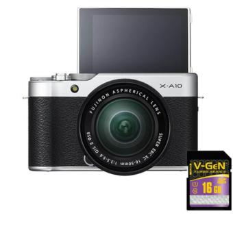 Fujifilm X-A10 Kit XC16-50mm + SD 16GB - Silver  