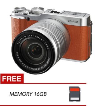 Fujifilm X-A2 Kit XC16-50mm - Coklat + Free Memory 16GB  