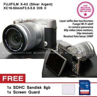 FUJIFILM X-A3 (Silver Argent) + XC16-50mm F3.5-5.6 OIS II Free SanDisk 8GB + Screen Guard  
