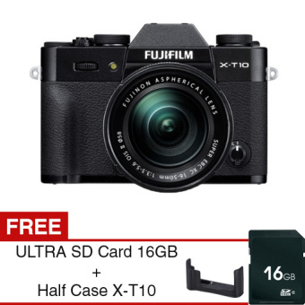 Fujifilm X T10 16 50mm - Hitam + Gratis Memory 16 GB + HALFCASE XT10  