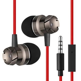 Gambar fuskm In Ear Supper Bass Metal Earbuds Earphone HeadphoneMicrophone 3.5mm (Red)