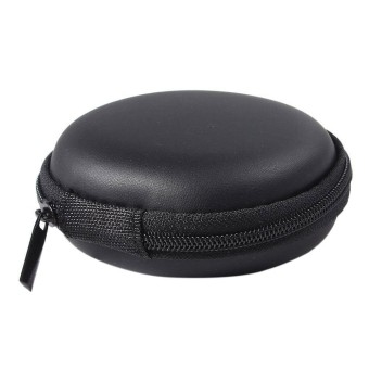 Gambar goges Portable Waterproof PU Leather Headphone Bag Earphone PouchCase (Black)   intl
