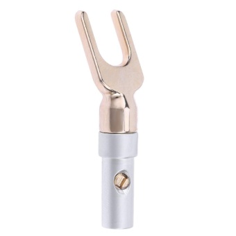 Gambar Gold plated Y U Type Brass Speaker Plugs Audio Screw Fork SpadeConnector(Silver) 1 pc   intl