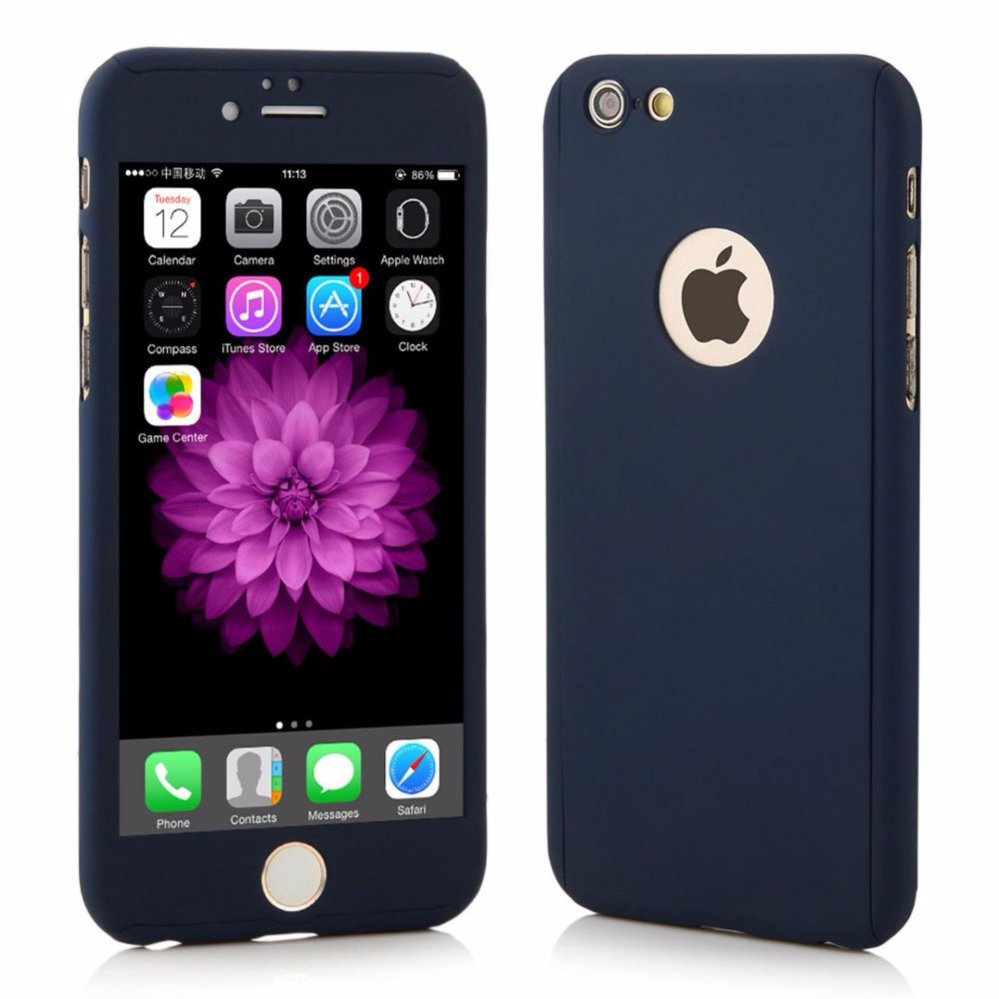 Hardcase Case 360 Iphone 5/5s/5SE Casing Full Body Cover - Biru Dongker (Navy) + Free Tempered Glass