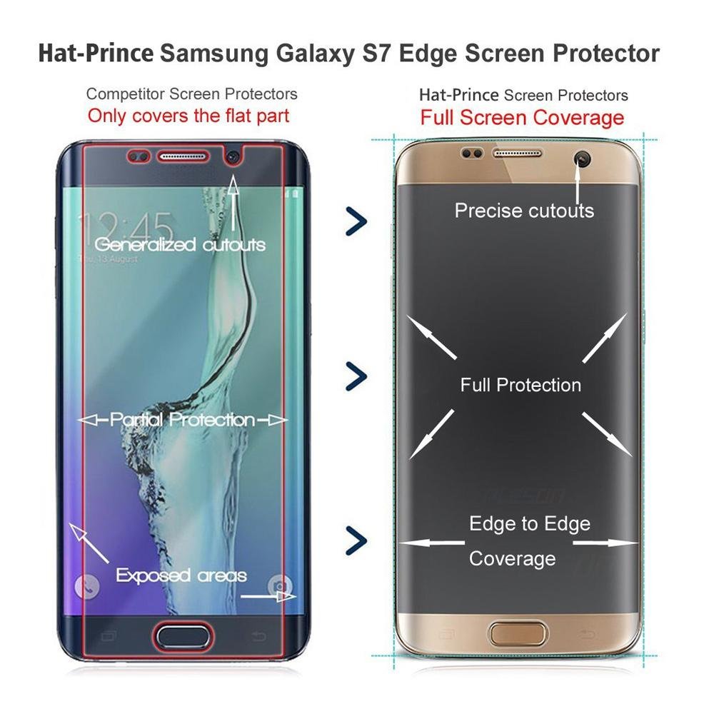 ... HAT Pangeran PET Ultra-thin melengkung kaca pelindung layar untuk Samsung Galaxy S7 edge G935 ...