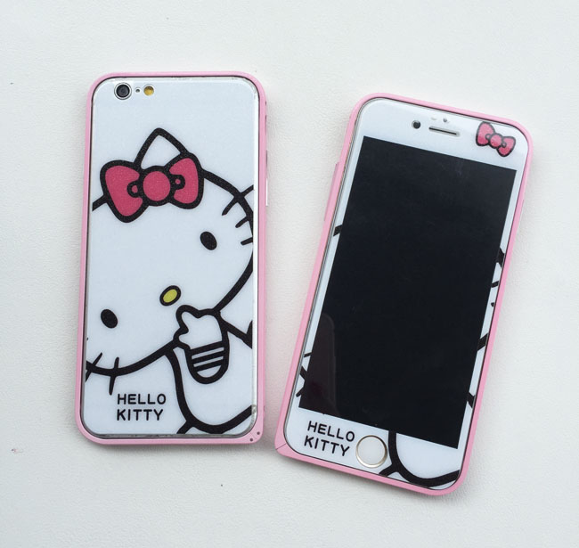 Hello kitty iphone6 6plus lucu layar penuh warna pelindung layar pelindung layar baja .