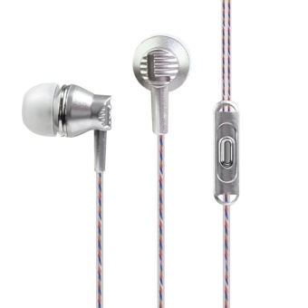 Gambar Hign Quality 3.5mm Pins Universal in ear Earphone 1.2m WiredLightweight Electroplate Stereo Headphone with High SensitivityMicrophone Silver   intl