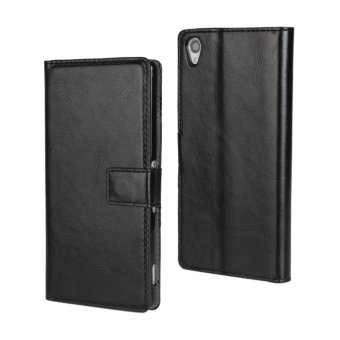 Gambar Holster Flip Stand Wallet Crazy Horse PU Leather Case Cover ForSony Xperia Z3 (Black)   intl