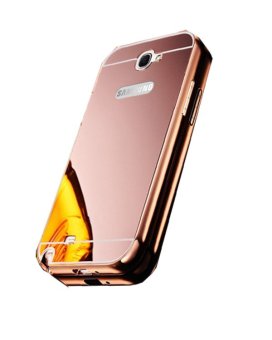 Case Samsung Galaxy Note 2 Alumunium Bumper With Mirror Backdoor Slide- Rose gold .