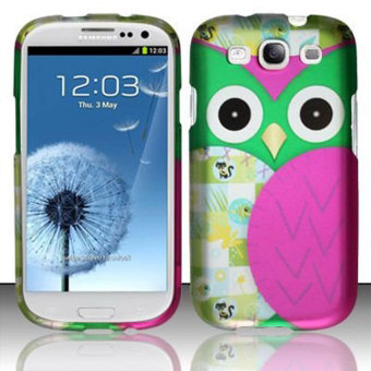 Leegoal Hot Pink/Green Cute Patchwork Owl Hard Snap On Case Cover for Samsung Galaxy