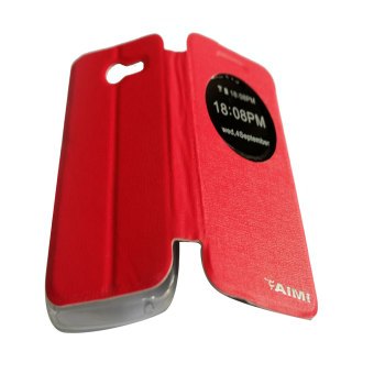 Aimi Leather Case Sarung Untuk Zenfone 4 A400CG Flipshell Flipcover Merah 2 .