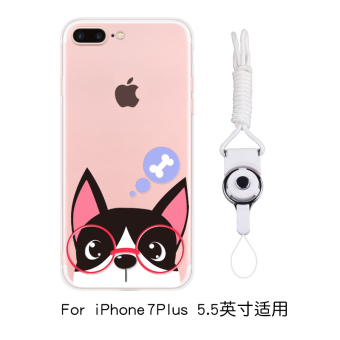 Gambar IPhone7 7 plus 8plus transparan kartun lanyard Apel ultra tipis shell ponsel