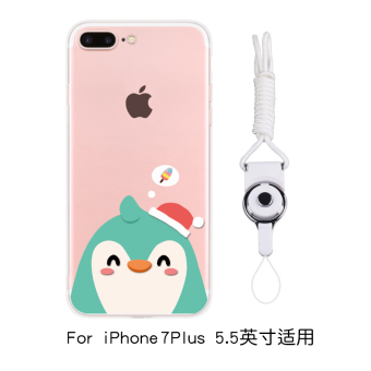 Gambar IPhone7 7 plus 8plus transparan kartun lanyard Apel ultra tipis shell ponsel