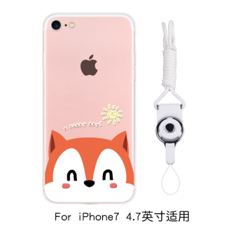 Gambar IPhone7 7 plus 8plus transparan kartun lanyard Apel ultra tipis shell ponsel