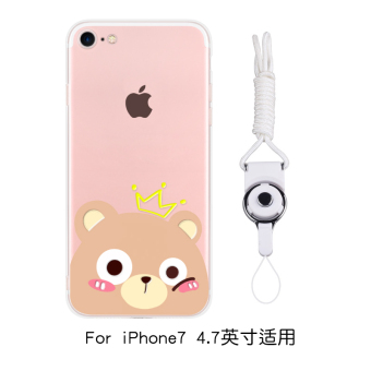 Gambar IPhone7 7 plus 8plus transparan kartun lanyard Apel ultra tipis shell ponsel