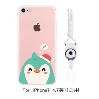 Gambar IPhone7 7 plus 8plus transparan kartun lanyard Apel ultra tipis shell ponsel