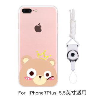 Gambar IPhone7 7 plus 8plus transparan kartun lanyard Apel ultra tipis shell ponsel