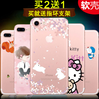 Gambar Iphone7 7Plus kartun silikon transparan Apple ID anti Drop soft shell handphone shell