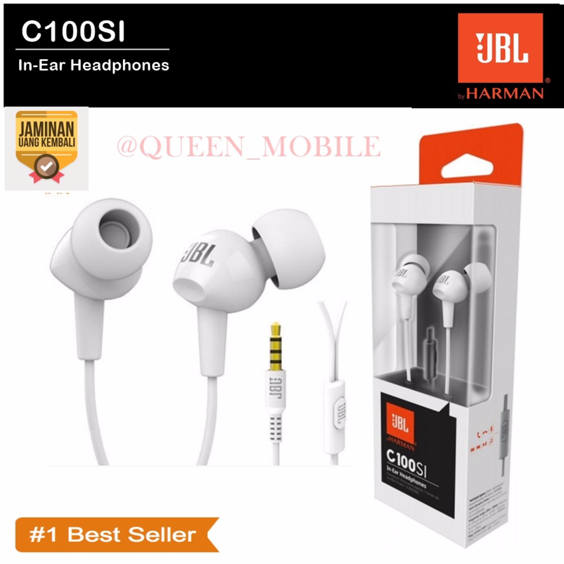 JBL C100SI In-Ear Headphones with Mic - Compatible with Android & iOS - Putih