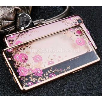 Gambar Jelly Case   Sillicon HP OPPO F1s Motif Bunga GOLD