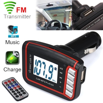 Gambar LCD Car MP3 MP4 Player Wireless FM Transmitter Modulator SD  MMCCard w  Remote   intl